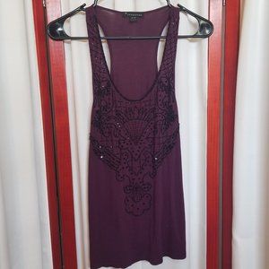 Sexy Plum Beaded & Sequined Racerback Top